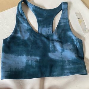 Zella blue coronet brushstroke sports bra